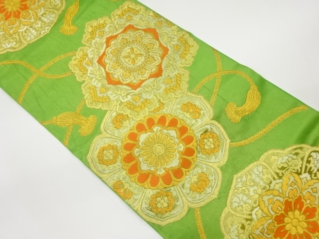 華紋に組紐模様織出し袋帯